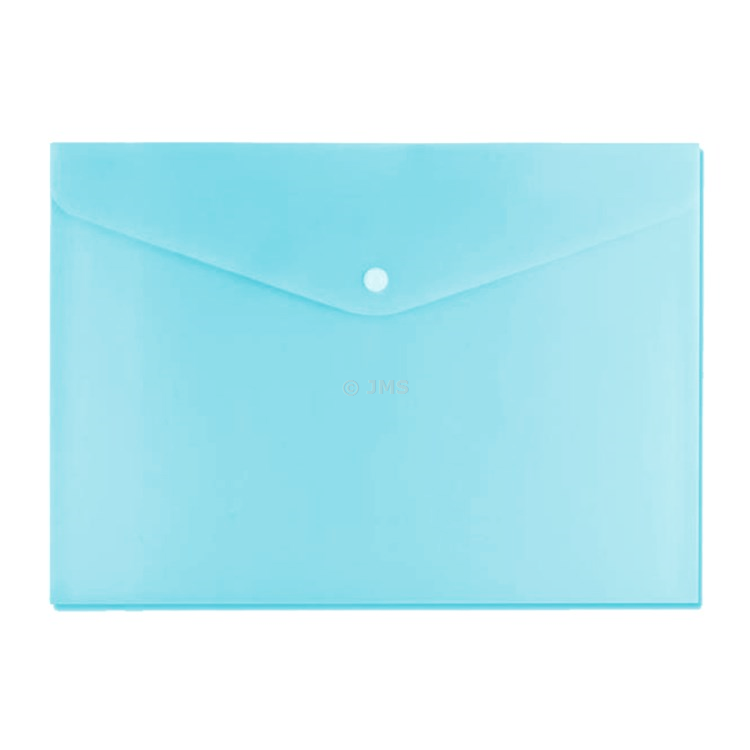 [Set of 50] A5 Blue Pastel Stud Wallet Folder Plastic Document Holder File Wallets Home School Office Hospital