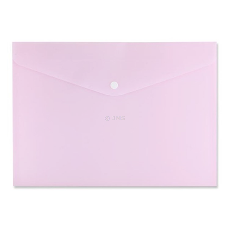 [Set of 50] A5 Pink Pastel Stud Wallet Folder Plastic Document Holder File Wallets Home School Office Hospital