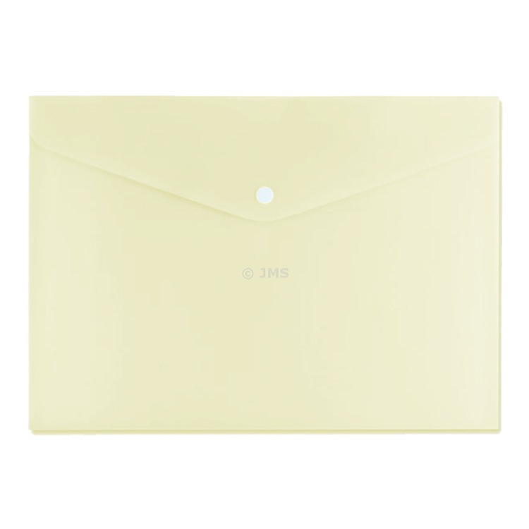 [Set of 50] A5 Yellow Pastel Stud Wallet Folder Plastic Document Holder File Wallets Home School Office Hospital