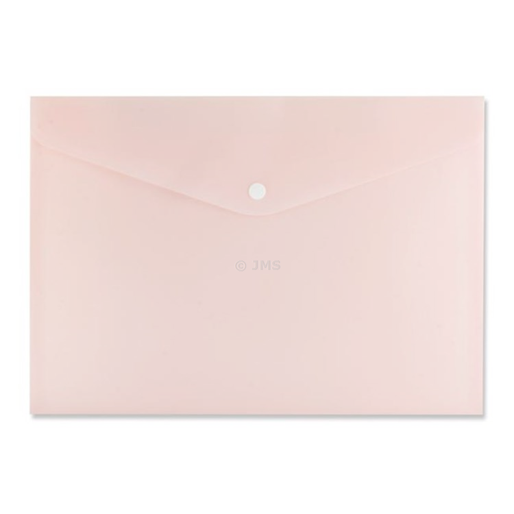 [Set of 50] A5 Light Orange Pastel Stud Wallet Folder Plastic Document Holder File Wallets Home School Office Hospital