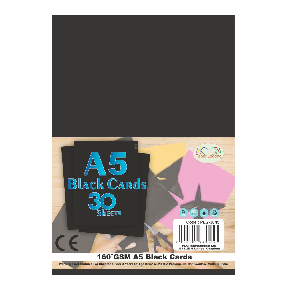 A5 Black Cards 30 Sheets 160 gsm Crafting Scrapbooking Printing Activities Arts & Crafts