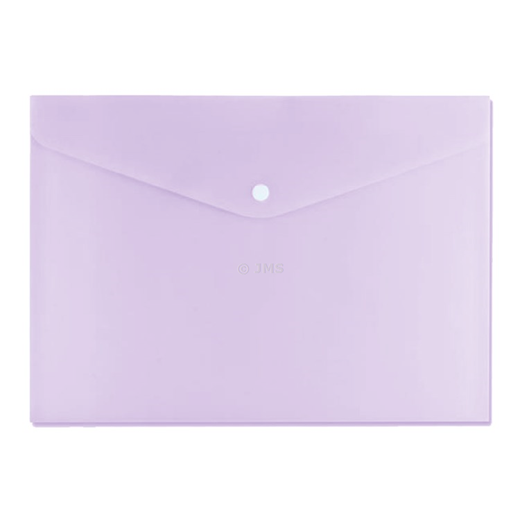 [Set of 50] A5 Purple Pastel Stud Wallet Folder Plastic Document Holder File Wallets Home School Office Hospital