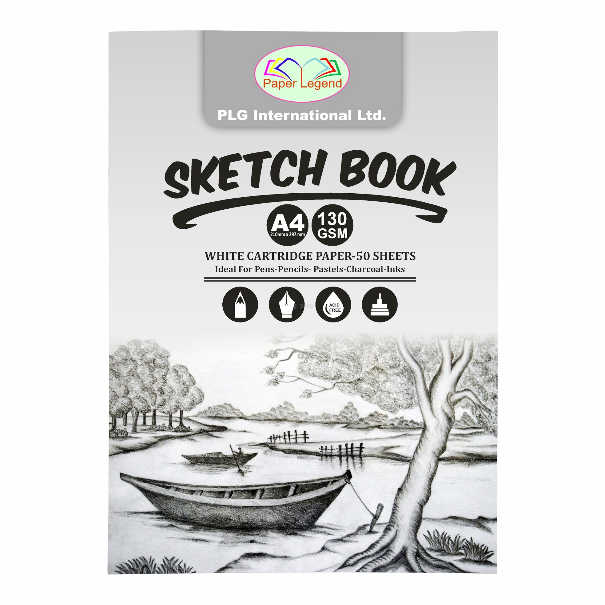 A4 Sketch Book 50 Sheets White Cartridge Paper 130gsm Artist Sketching Pad Drawing Doodling