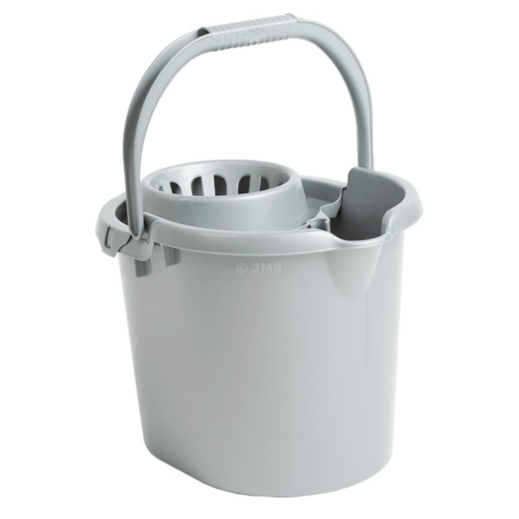 SILVER - 16L Mop Bucket Home Office Floor Cleaning Buckets with Grip Handle