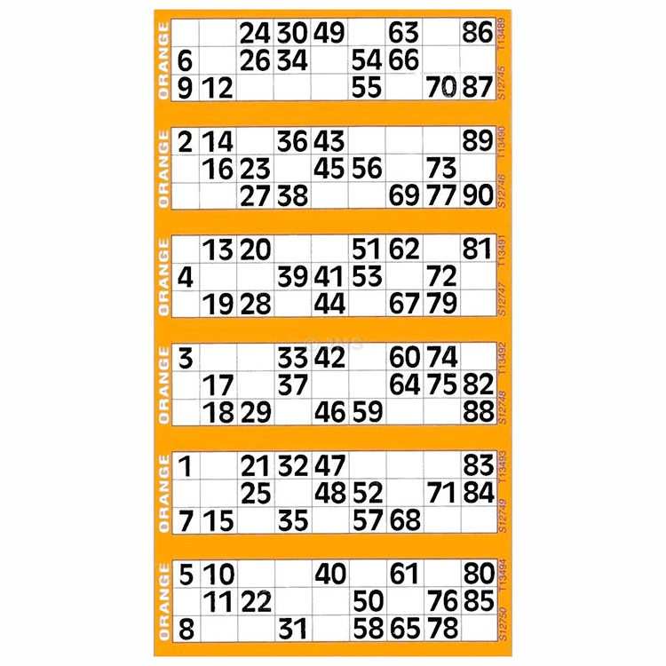 Bingo Ticket Padded Book 21 cm x 12 cm 600 Tickets Game Night 6 to View - ORANGE