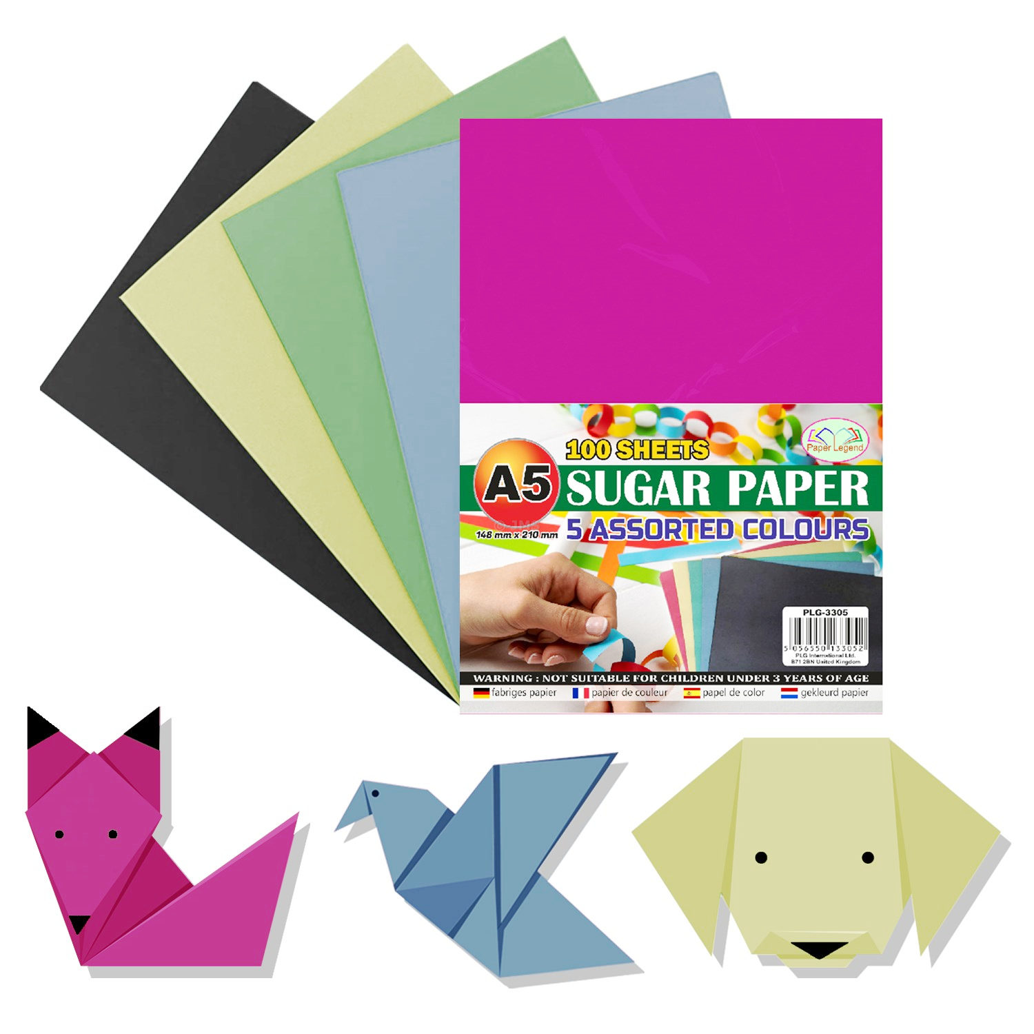 A5 Sugar Paper 100 Coloured Sheets School Kid's Art Craft Origami Paper Cutting