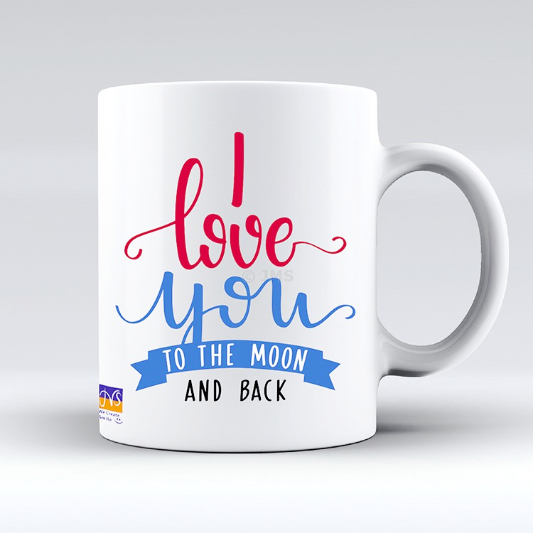 Valentine's Day Mugs Ceramic Tea Coffee Funny Cute Mug Gift for Your Loved Ones -  I love you TO THE MOON AND BACK 