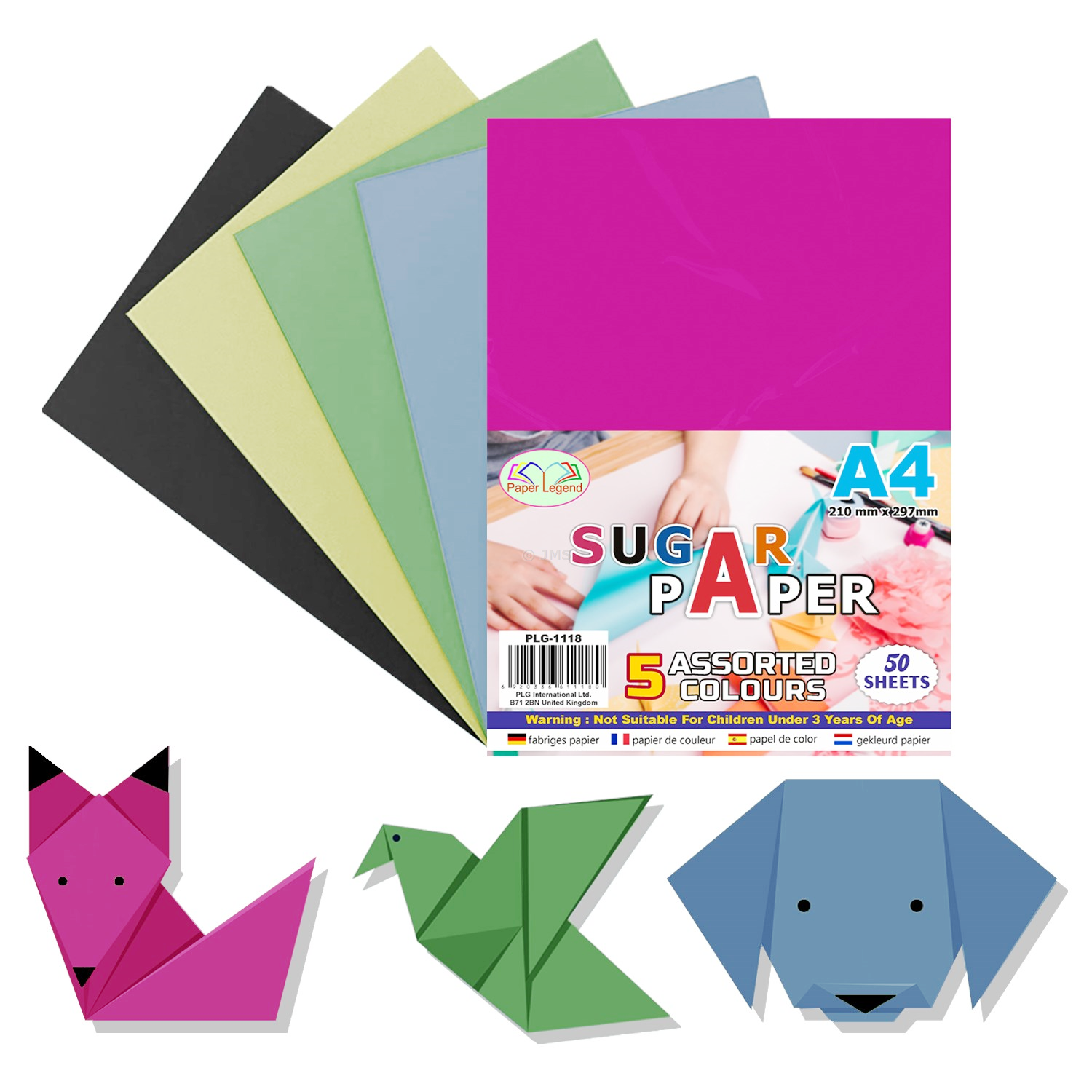 A4 Sugar Paper 50 Coloured Sheets School Kid's Art Craft Origami Paper Cutting