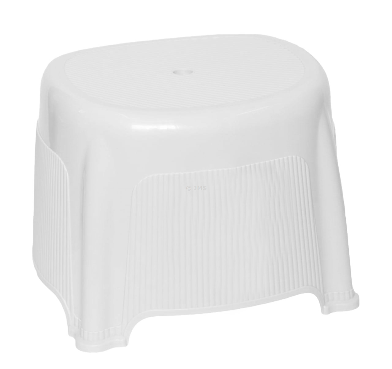 Plastic Bath Stool Shower Chair Anti Slip Leakage Holes Portable Adults Kids Elderly Seniors Foot Rest - White