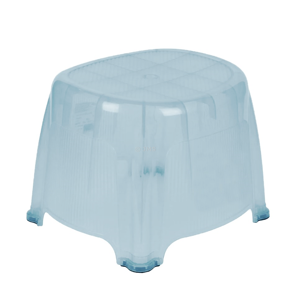 Plastic Bath Stool Anti Slip Shower Chair Leakage Holes Portable Adults Kids Elderly Seniors Foot Rest - Lucent Blue