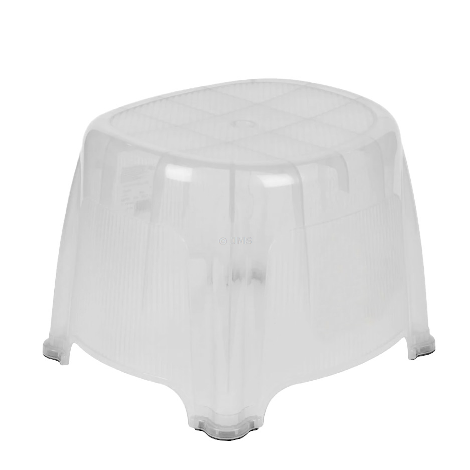 Plastic Bath Stool Anti Slip Shower Chair Leakage Holes Portable Adults Kids Elderly Seniors Foot Rest - Lucent White