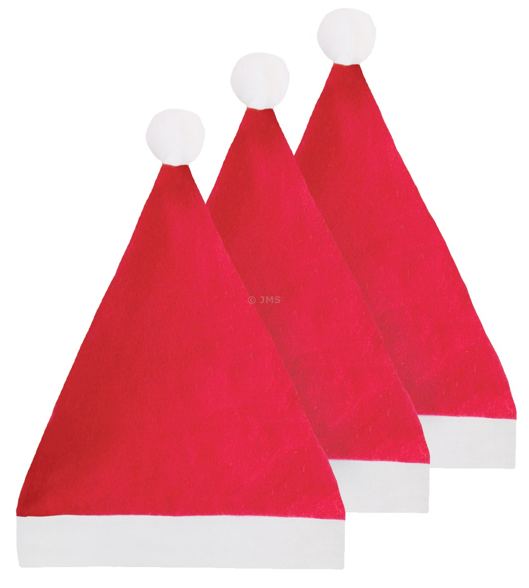 Pack of 3 Christmas Santa Hat Unisex Adult Felt Father Cap Xmas Office Fun Party Events Fancy Costume Accessories 